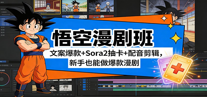 悟空漫剧班：文案爆款+Sora2抽卡+配音剪辑，新手也能做爆款漫剧-想要创业