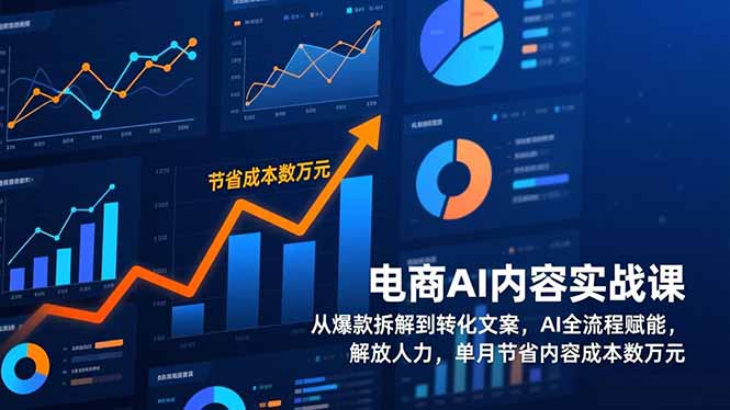 电商AI内容实战课，从爆款拆解到转化文案，AI全流程赋能，解放人力，单月节省内容成本数万元-想要创业