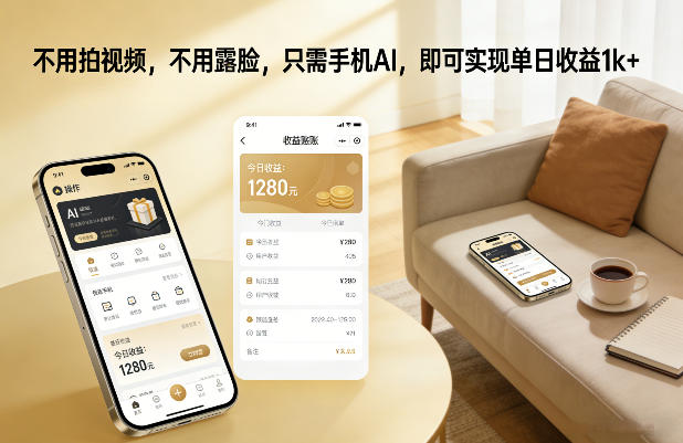 不用拍视频，不用露脸，只需手机AI，即可实现单日收益1k+【揭秘】-想要创业