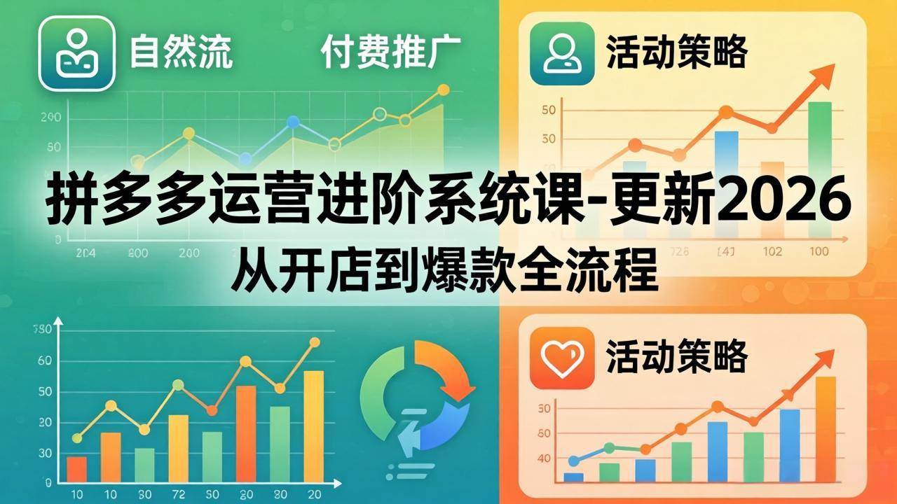 （18157期）拼多多运营进阶系统课-更新2026：从开店到爆款全流程，自然流+付费推广+活动策略-想要创业