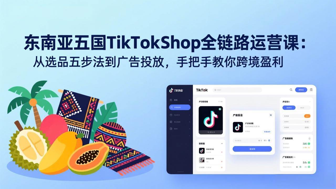 (17511期)东南亚五国TikTok Shop全链路运营课:从选品五步法到广告投放,手把手教你跨境盈利-想要创业