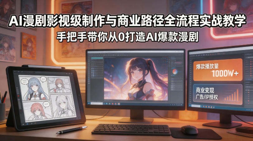 AI漫剧影视级制作与商业路径全流程实战教学，手带你从0打造AI爆款漫剧-想要创业
