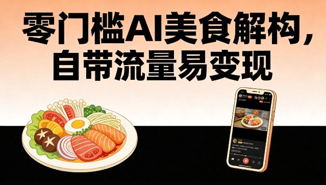 零门槛AI美食解构，自带流量易变现-想要创业