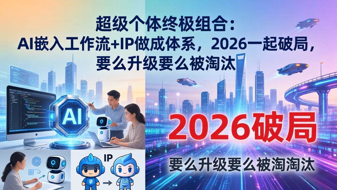 （17789期）超级个体终极组合：AI嵌入工作流+IP做成体系，2026一起破局，要么升级要么被淘汰-想要创业