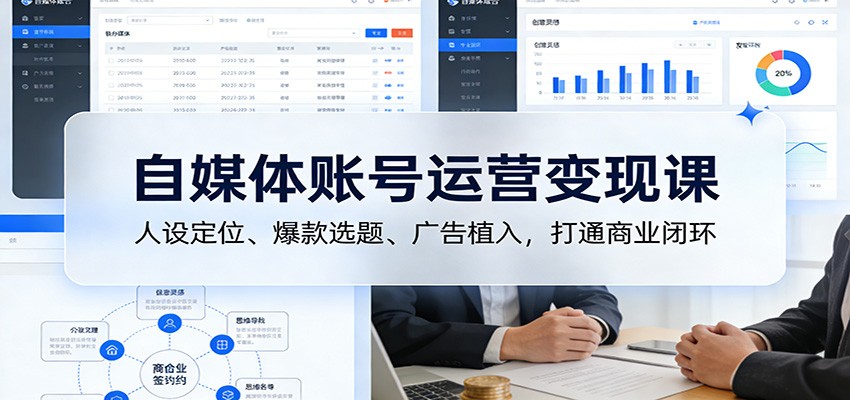 自媒体账号运营变现课：人设定位、爆款选题、广告植入，打通商业闭环-想要创业