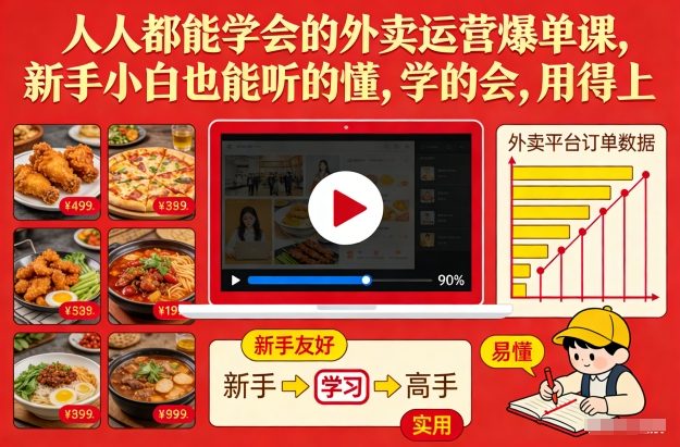 人人都能学会的外卖运营爆单课，新手小白也能听的懂，学的会，用得上-想要创业