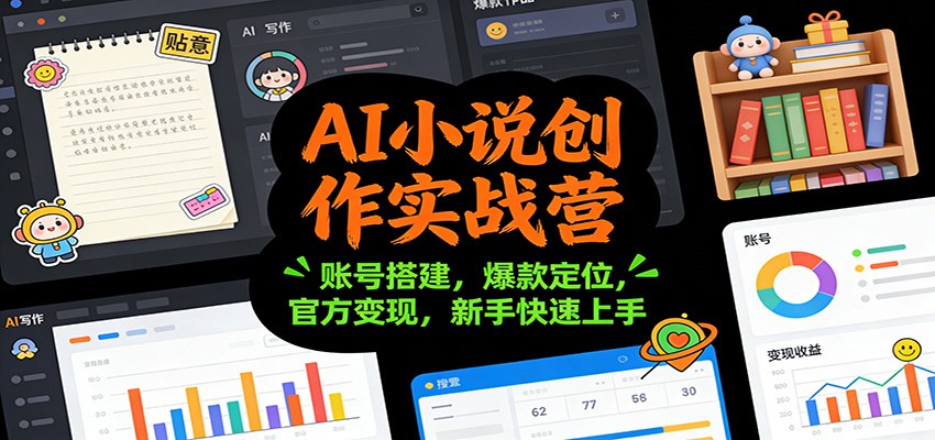 AI小说创作实战营：账号搭建，爆款定位，官方变现，新手快速上手-想要创业