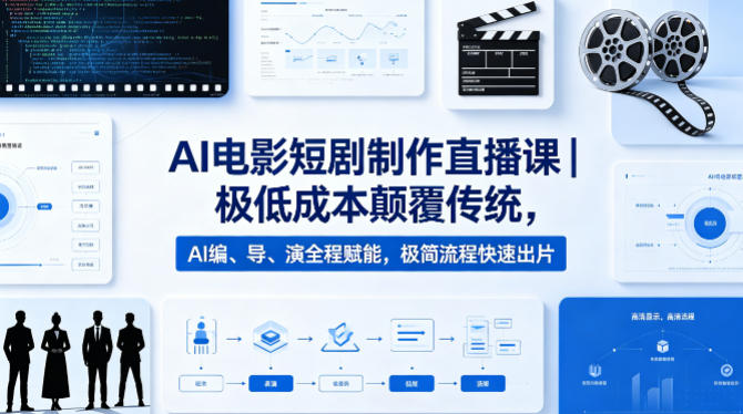 AI电影短剧制作直播课｜极低成本颠覆传统，AI编、导、演全程赋能，极简流程快速出片-想要创业