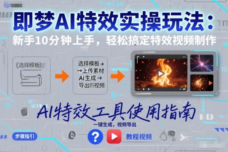 即梦AI特效实操玩法：新手10分钟上手，轻松搞定特效视频制作-想要创业