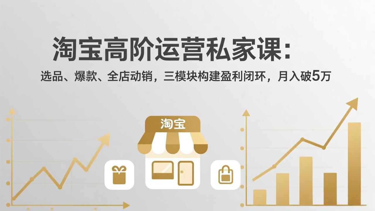 淘宝高阶运营私家课：选品、爆款、全店动销，三模块构建盈利闭环，月入破5万(更新26年2月-想要创业