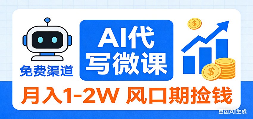 2026告别打工!AI 代写微课,提供免费渠道,月入 1-2W 风口期捡钱-想要创业