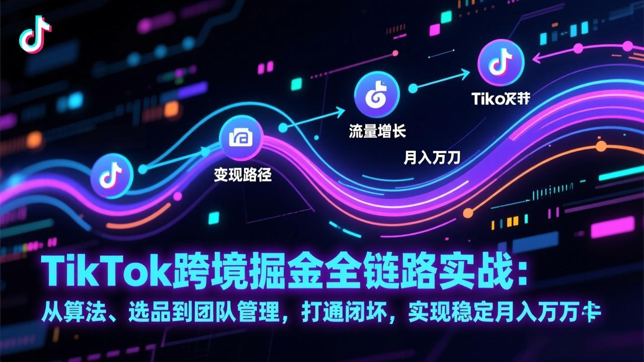 TikTok跨境掘金全链路实战：从算法、选品到团队管理，打通闭环，实现稳定月入万刀-想要创业