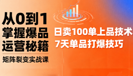 抖音小店爆品打造与矩阵裂变实战课-想要创业