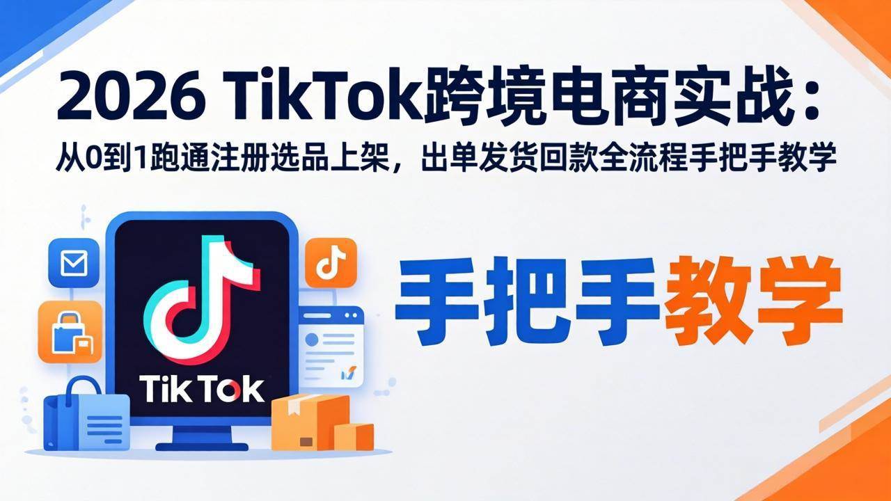 （17850期）2026TikTok跨境电商实战：从0到1跑通注册选品上架，出单发货回款全流程手把手教学-想要创业