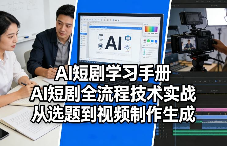 AI短剧学习手册，AI短剧全流程技术实战，从选题到视频制作生成-想要创业