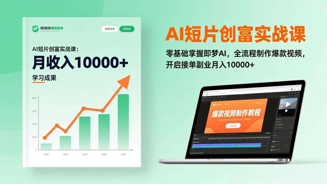 AI短片创富实战课：零基础掌握即梦AI，全流程制作爆款视频，开启接单副业月入10000+(更新-想要创业