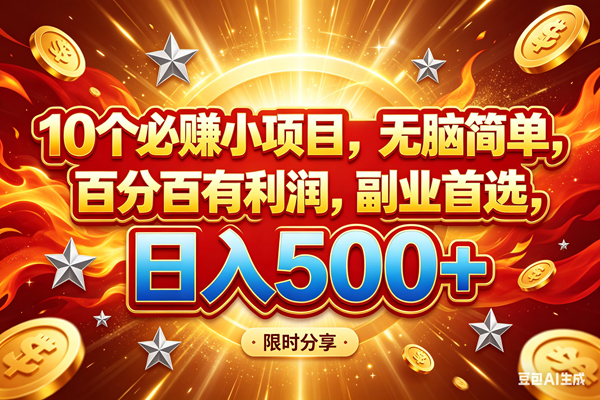 （18092期）10个必赚小项目，百分百赚米，无脑简单，副业首选，日入499+-想要创业