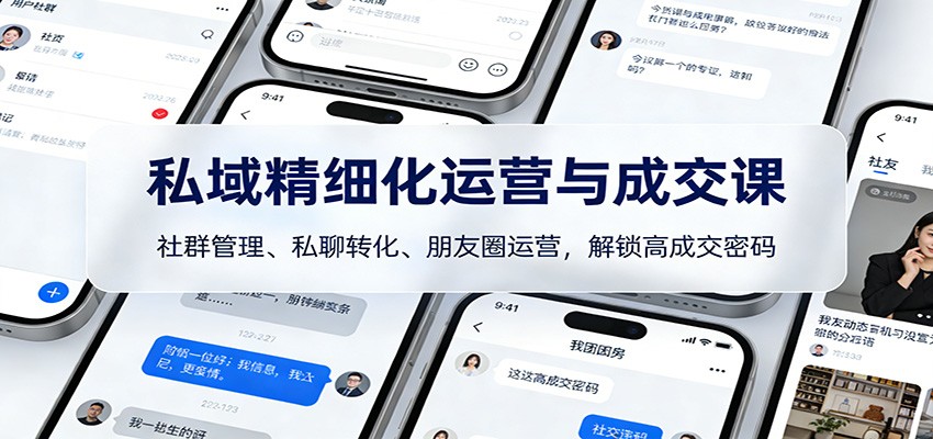 私域精细化运营与成交课：社群管理、私聊转化、朋友圈运营，解锁高成交密码-想要创业
