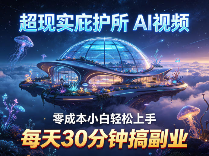 超现实庇护所AI视频项目拆解，零成本小白轻松上手，每天30分钟搞副业-想要创业