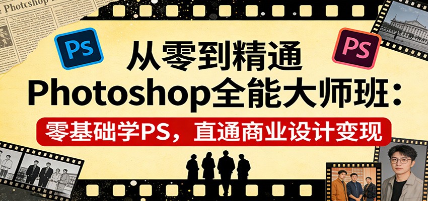 从零到精通Photoshop全能大师班：零基础学PS，直通商业设计变现-想要创业
