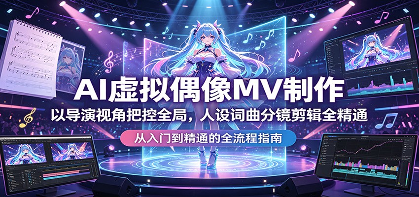 AI虚拟偶像MV制作：以导演视角把控全局，人设词曲分镜剪辑全精通-想要创业