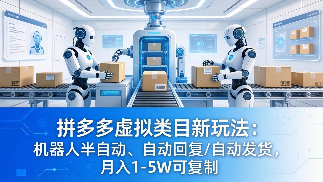（18038期）拼多多虚拟类目新玩法：机器人半自动、自动回复 /自动发货，月入 1-5W 可复制-想要创业