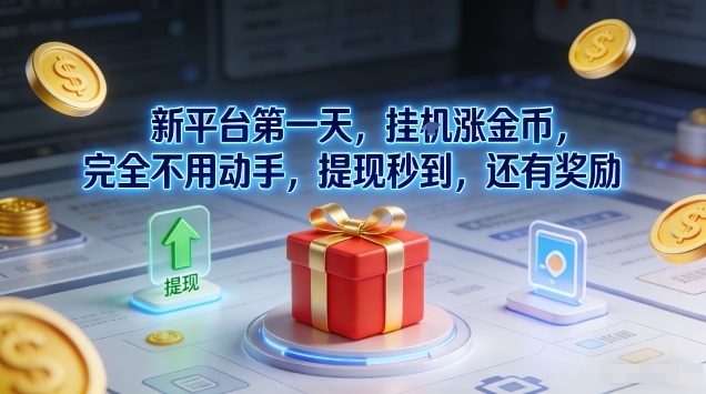 新平台第一天，挂G涨金币，完全不用动手，提现秒到，还有奖励【揭秘】-想要创业