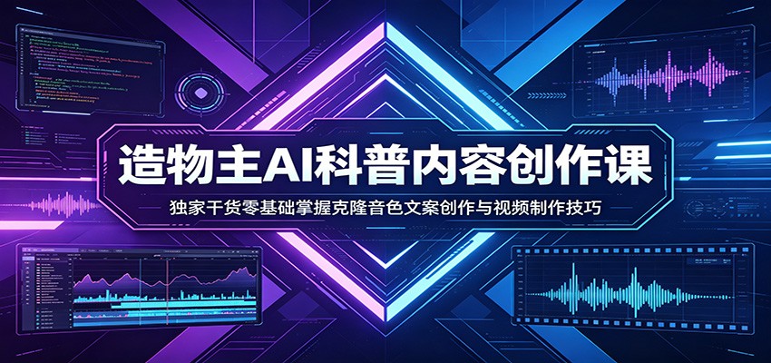 AI科普内容创作课：独家干货零基础掌握克隆音色文案创作与视频制作技巧-想要创业