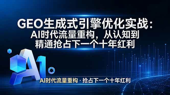 （17708期）GEO 生成式引擎优化实战：AI时代流量重构，从认知到精通抢占下一个十年红利-想要创业