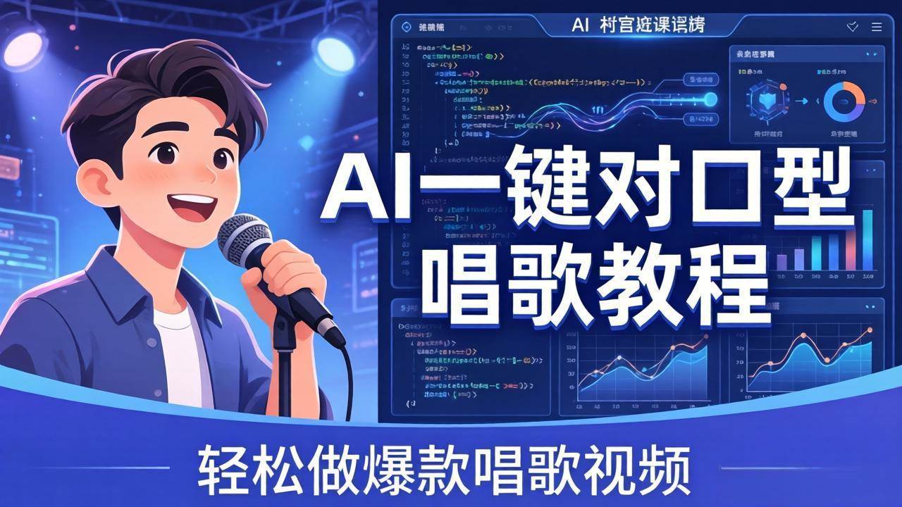 （18118期） AI一键对口型唱歌教程：零基础也能学，素材准备+模型训练+音色转换，轻松做爆款唱歌视频-想要创业
