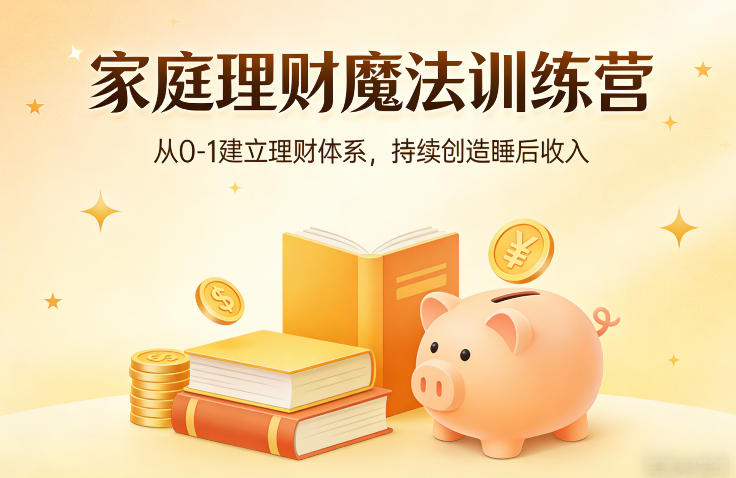 家庭理财魔法训练营,从0-1建立理财体系,持续创造睡后收入-想要创业