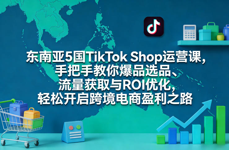 东南亚5国TikTok Shop运营课,手把手教你爆品选品、流量获取与ROI优化,轻松开启跨境电商盈利之路-想要创业