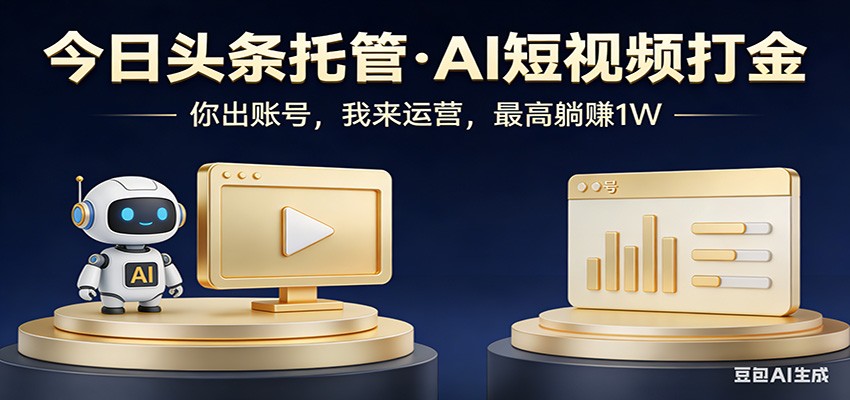 头条号AI托管,我提供作品,你提供账号,每天5分钟发布,小白躺赚3000+-想要创业