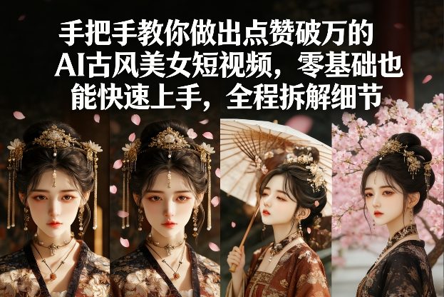 手把手教你做出点赞破万的AI古风美女短视频,零基础也能快速上手,全程拆解细节-想要创业