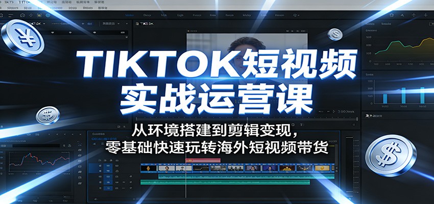 TIKTOK短视频实战运营课：从环境搭建到剪辑变现，零基础快速玩转海外短视频带货-想要创业