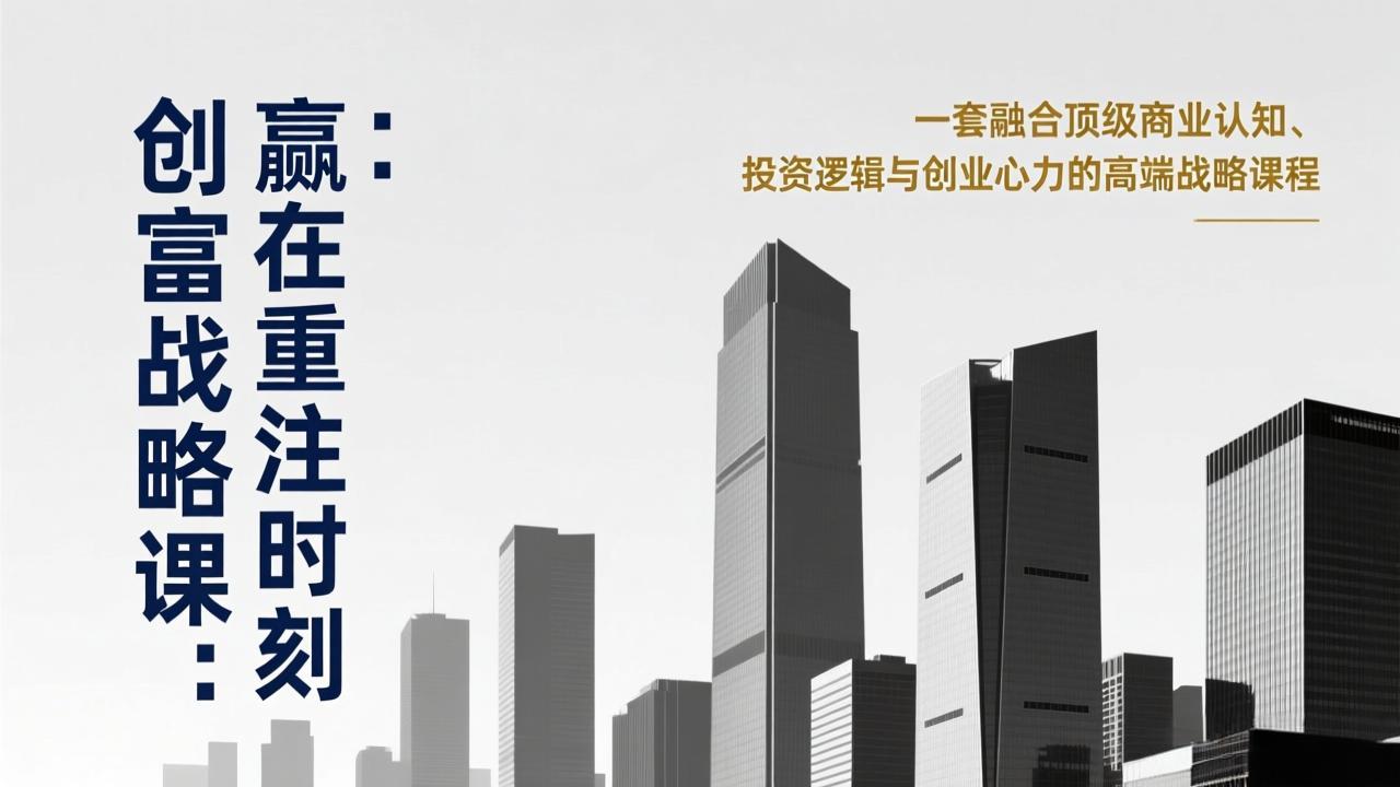 《创富战略课：赢在重注时刻》一套融合顶级商业认知、投资逻辑与创业心力的高端战略课程-想要创业
