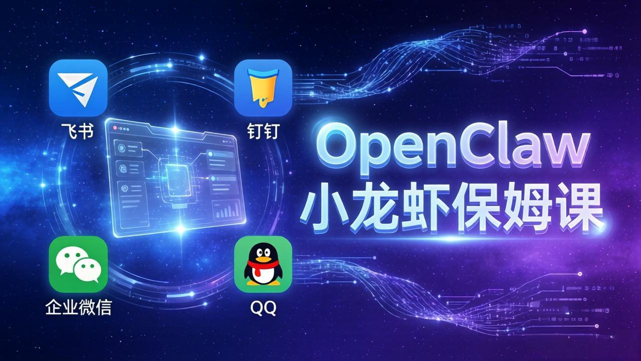 OpenClaw小龙虾保姆课： Windows/macOS/Linux/Docker全系统安装，飞书+钉钉+企业微信+QQ 全接入-想要创业
