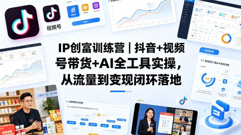 IP创富训练营｜抖音+视频号带货+AI全工具实操，从流量到变现闭环落地-想要创业