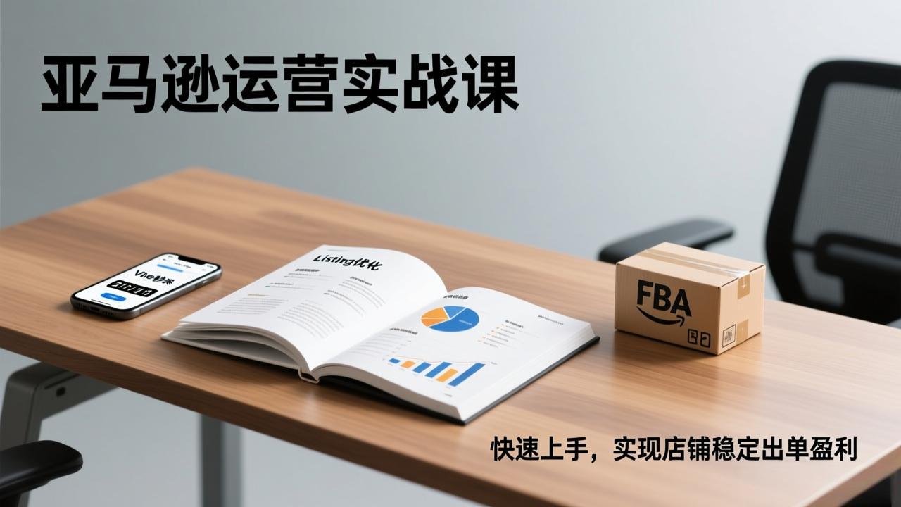 亚马逊运营实战课，Listing优化、Vine秒杀、FBA发货，快速上手，实现店铺稳定出单盈利-想要创业