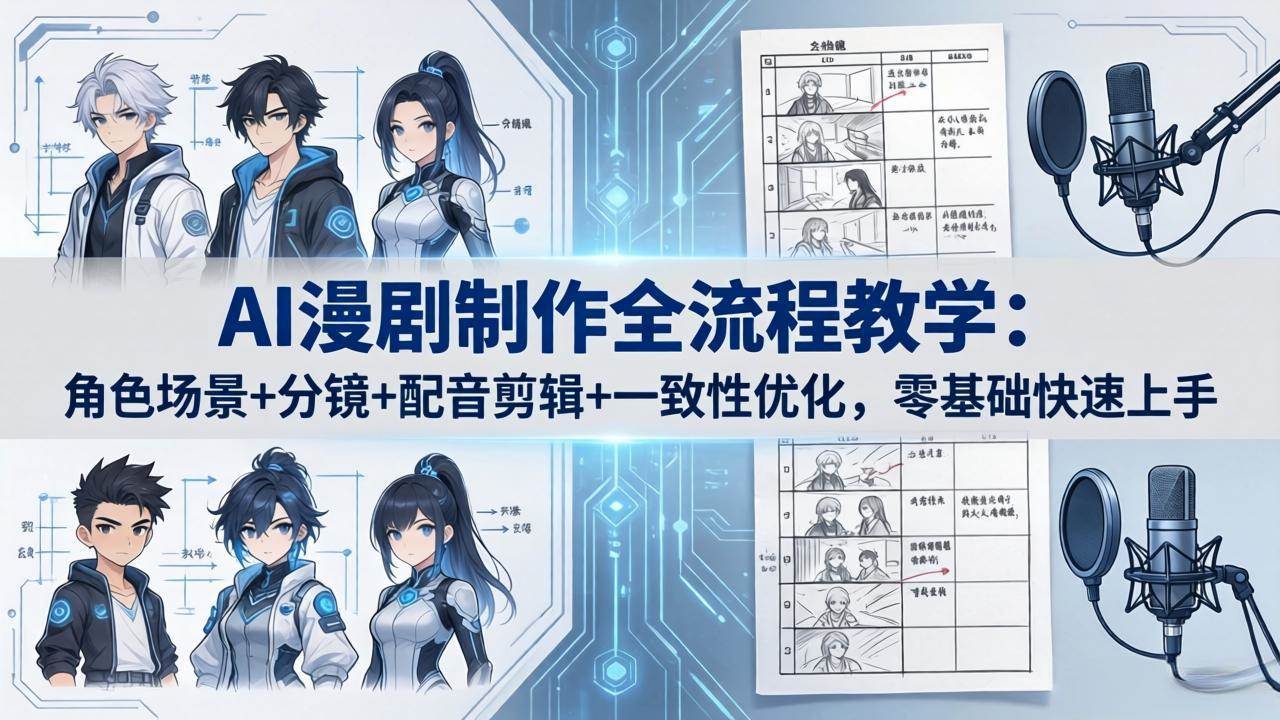 （18090期）AI漫剧制作全流程教学：角色场景+分镜+配音剪辑+一致性优化，零基础快速上手-想要创业