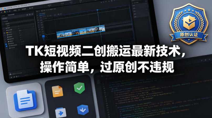 TK短视频二创搬运最新技术，操作简单，过原创不违规-想要创业