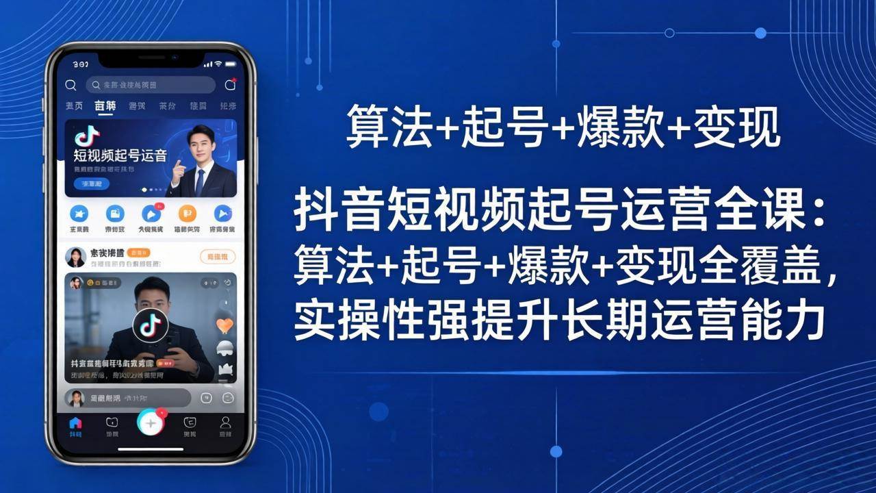 （18071期）抖音短视频起号运营全课：算法+起号+爆款+变现全覆盖，实操性强提升长期运营能力-想要创业