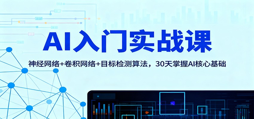 AI入门实战课：神经网络+卷积网络+目标检测算法，30天掌握AI核心基础-想要创业