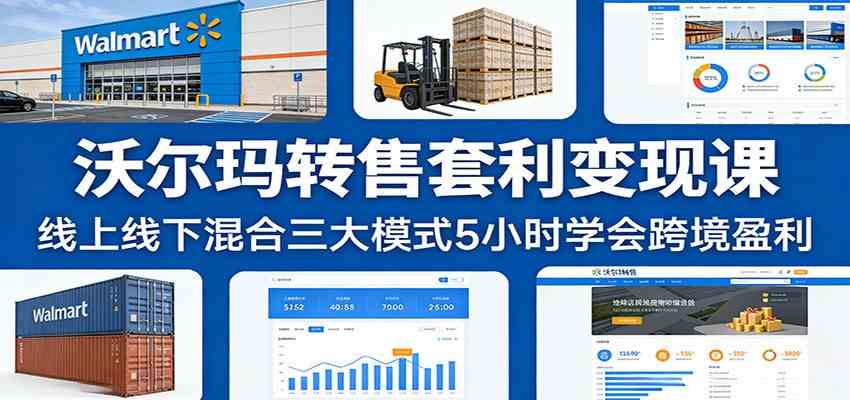 沃尔玛转售套利变现课：线上线下混合三大模式5小时学会跨境盈利-想要创业