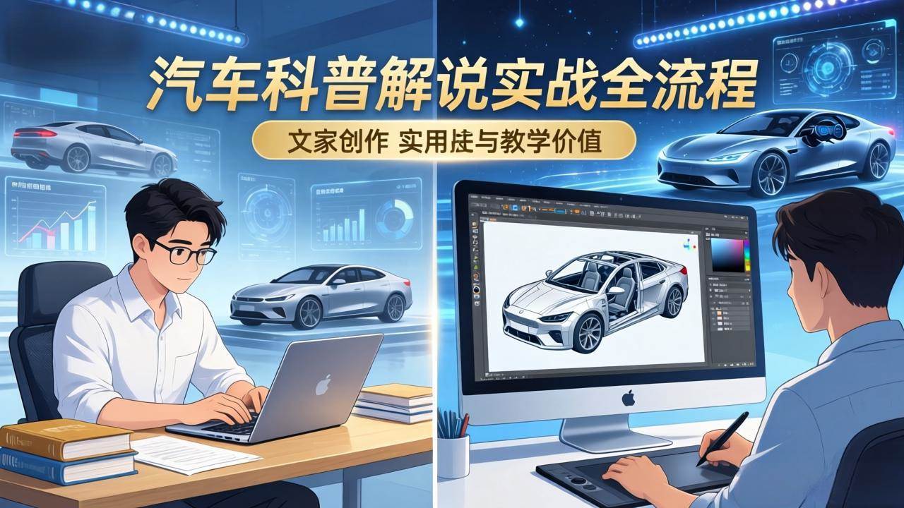 （17665期）抖音汽车科普解说实战：文案+动画+画面处理+去水印全流程，打造专业汽车科普视频-想要创业