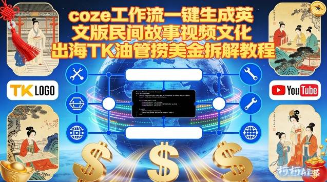 Coze扣子工作流一键生成英文版民间故事视频，文化出海TK油管捞美金拆解教程-想要创业