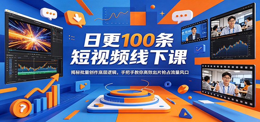 日更100条短视频线下课：揭秘批量创作底层逻辑，手把手教你高效出片抢占流量风口-想要创业