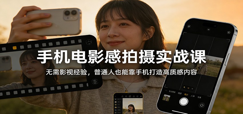 手机电影感拍摄实战课：无需影视经验，普通人也能靠手机打造高质感内容-想要创业
