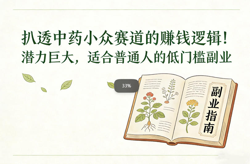 扒透中药小众赛道的賺米逻辑，潜力巨大，适合普通人的低门槛副业-想要创业