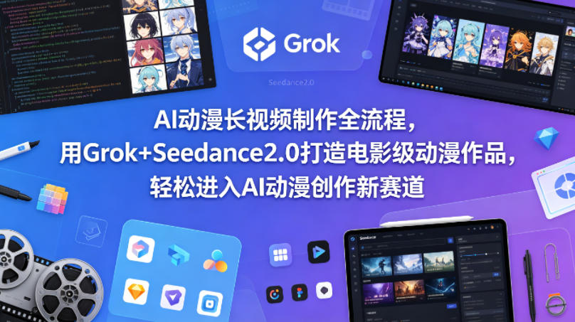 AI动漫长视频制作全流程，用Grok+Seedance2.0打造电影级动漫作品，轻松进入AI动漫创作新赛道-想要创业